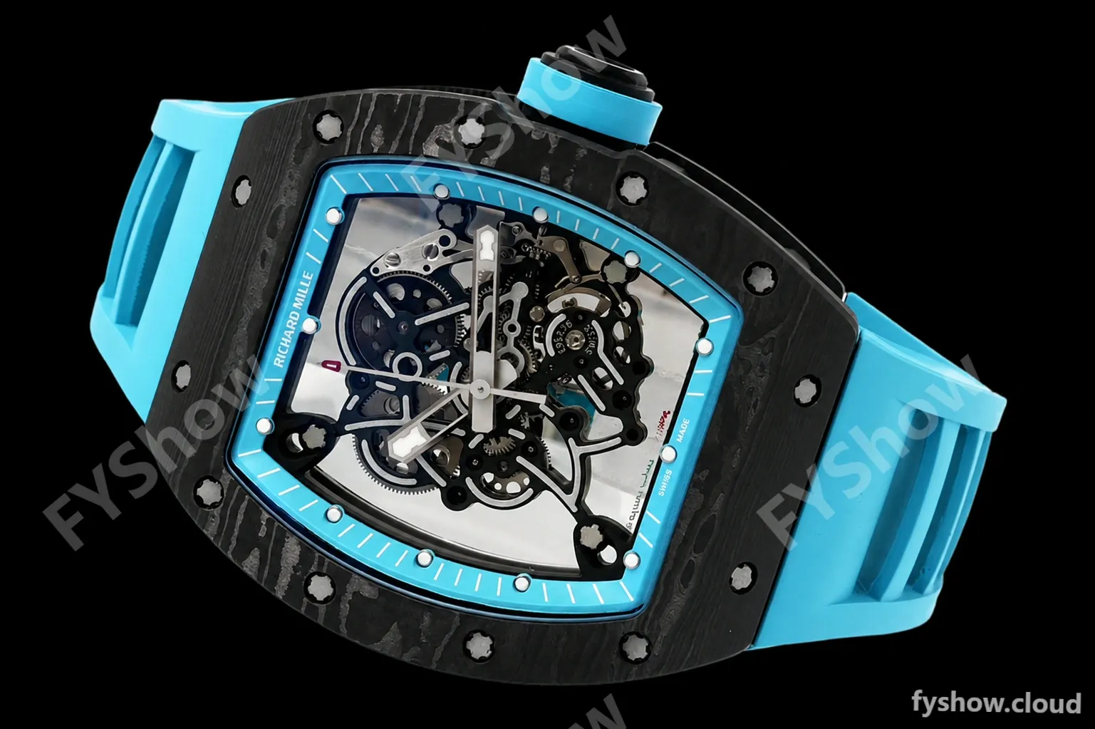 Richard Mille - RM055 Bubba Watson Black NTPT/RU Blk/Blue Rehaut Skeleton ZF RMUL2 - Image 9