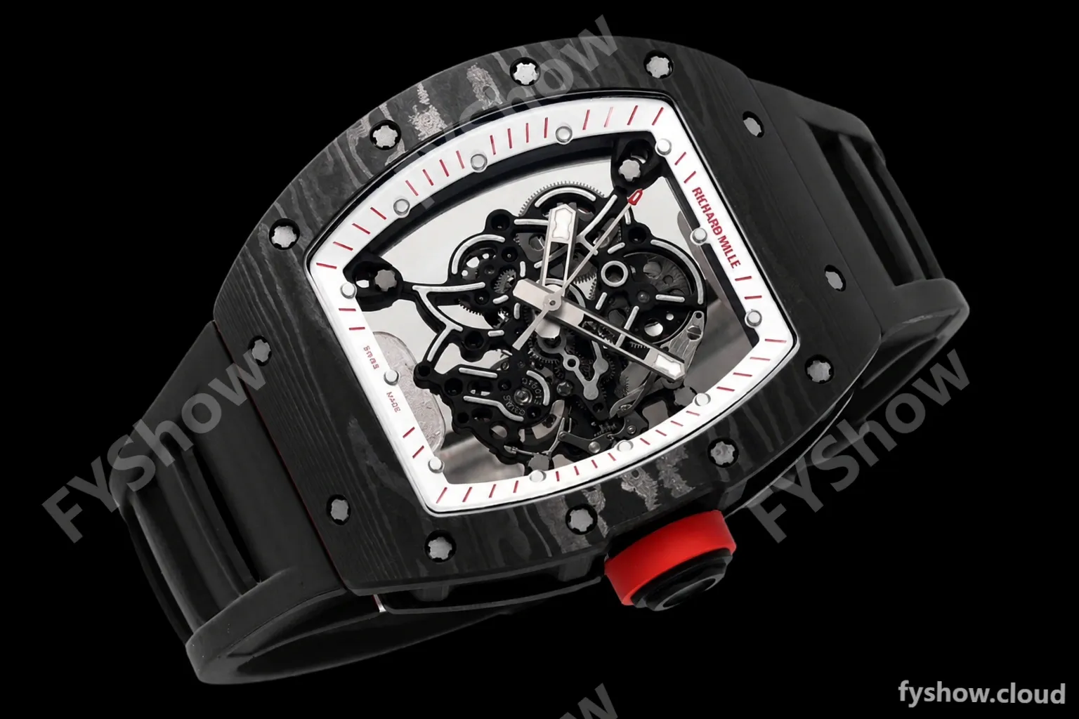 Richard Mille - RM055 Bubba Watson Black NTPT/RU Blk/Red/Wht Rehaut Skeleton ZF RMUL2 - Image 4