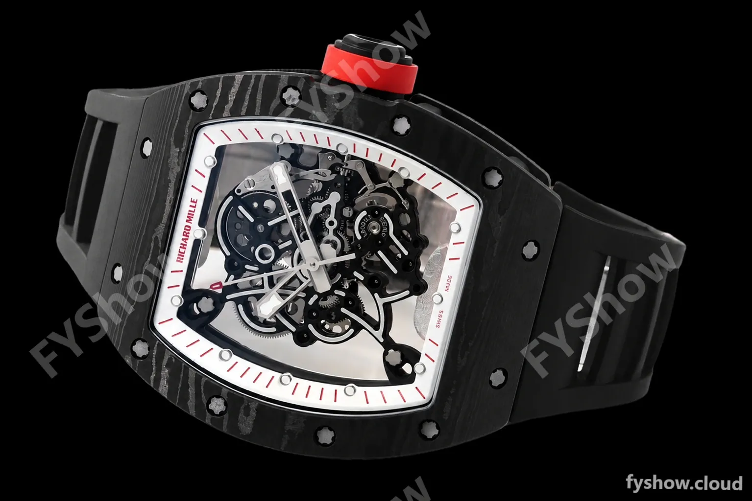Richard Mille - RM055 Bubba Watson Black NTPT/RU Blk/Red/Wht Rehaut Skeleton ZF RMUL2 - Image 5