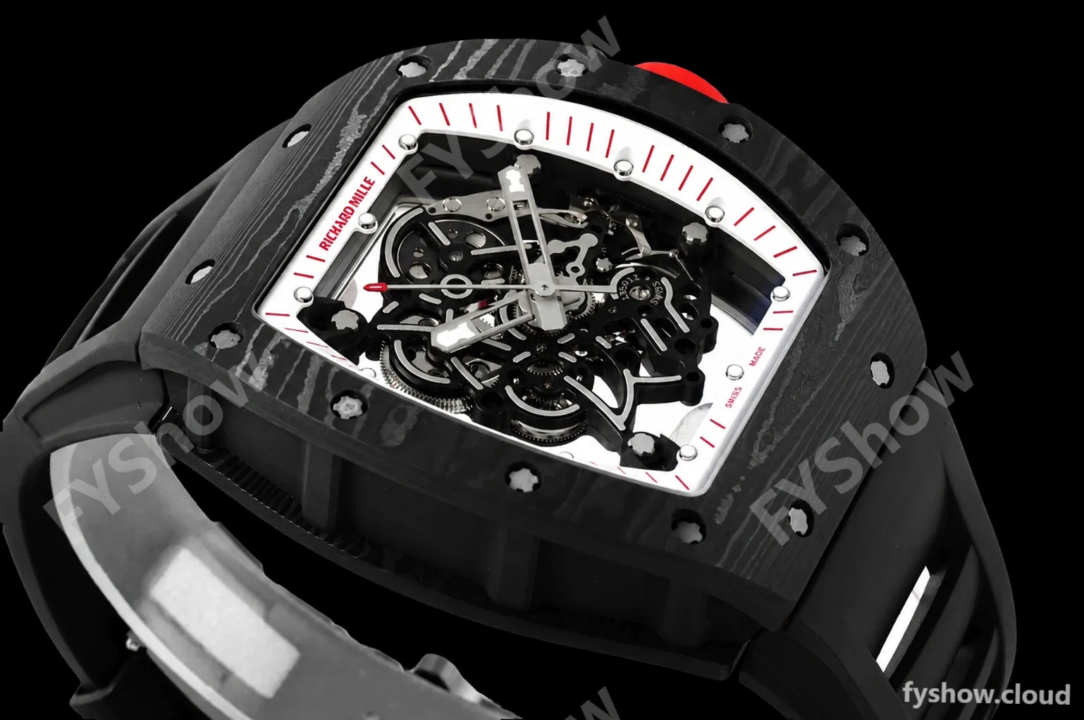 Richard Mille - RM055 Bubba Watson Black NTPT/RU Blk/Red/Wht Rehaut Skeleton ZF RMUL2 - Image 6
