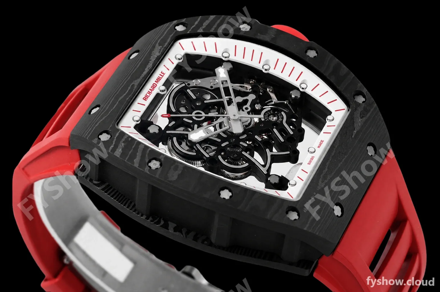 Richard Mille - RM055 Bubba Watson Black NTPT/RU Blk/Red/White Rehaut Skeleton ZF RMUL2 - Image 5