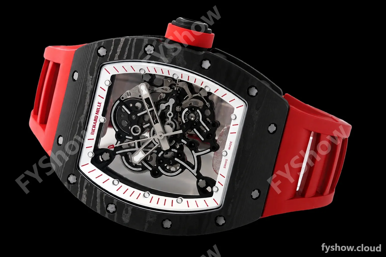 Richard Mille - RM055 Bubba Watson Black NTPT/RU Blk/Red/White Rehaut Skeleton ZF RMUL2 - Image 8