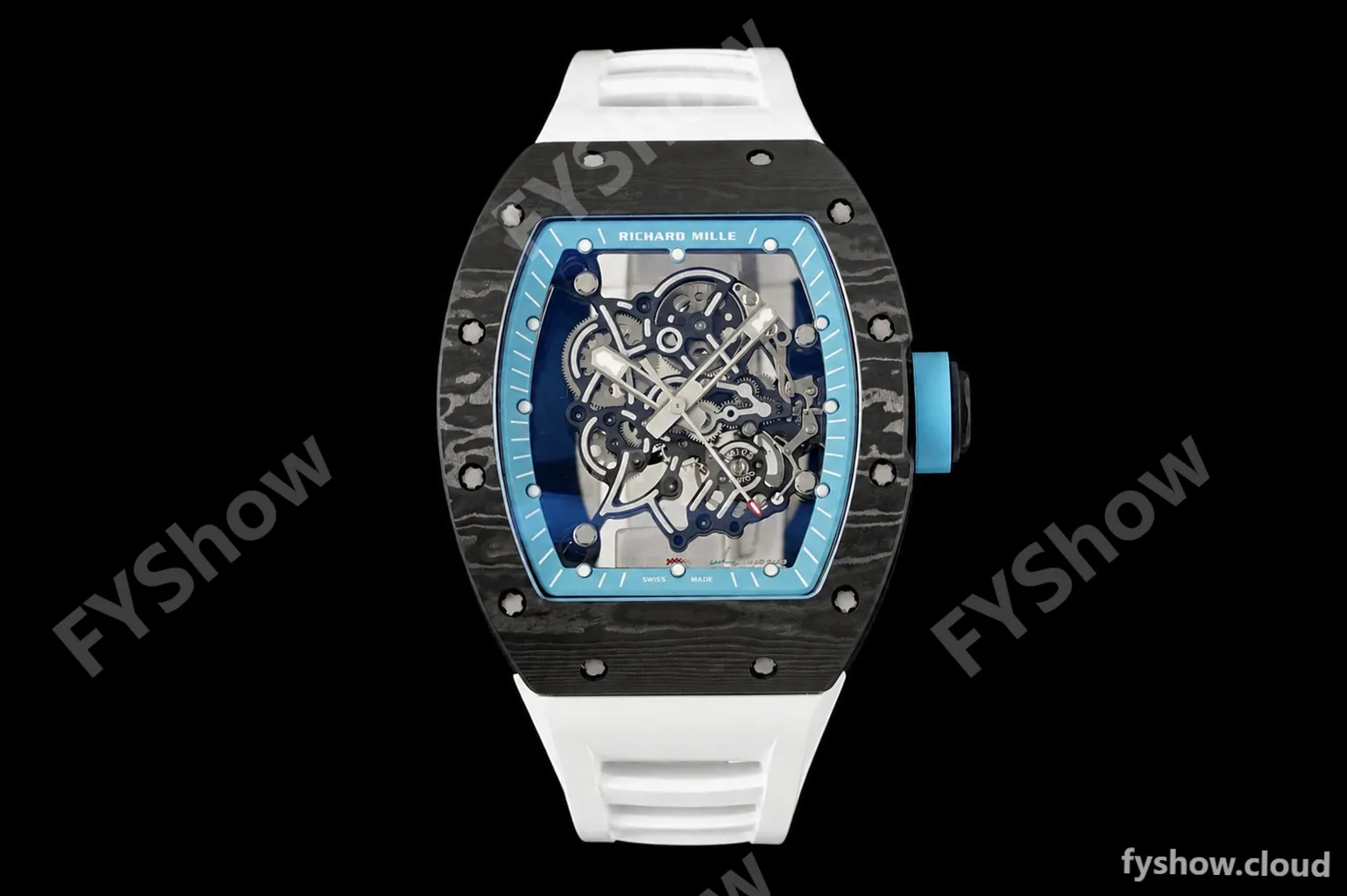 Richard Mille - RM055 Yas Marina Circuit White NTPT/RU Blue Rehaut Skeleton KVF RMUL2