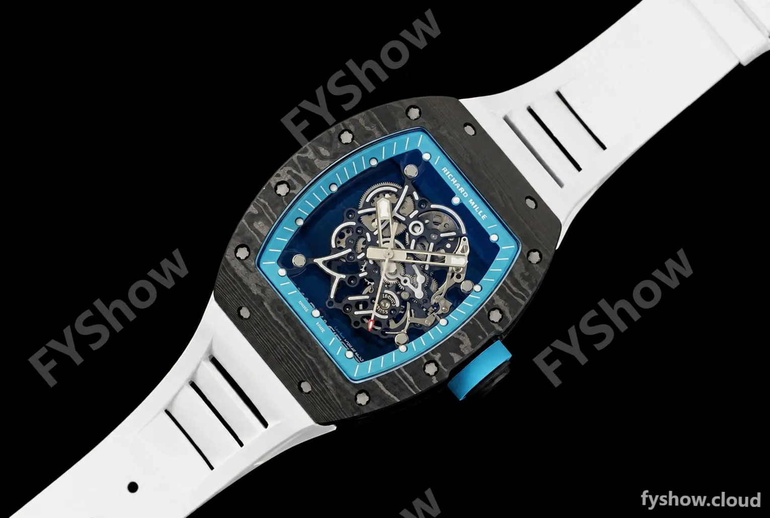 Richard Mille - RM055 Yas Marina Circuit White NTPT/RU Blue Rehaut Skeleton KVF RMUL2 - Image 3
