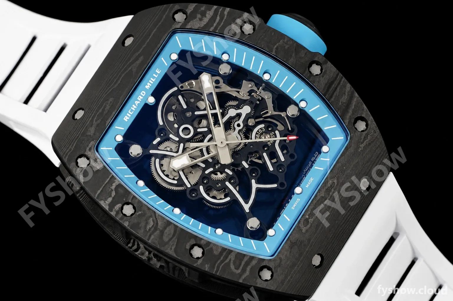 Richard Mille - RM055 Yas Marina Circuit White NTPT/RU Blue Rehaut Skeleton KVF RMUL2 - Image 4