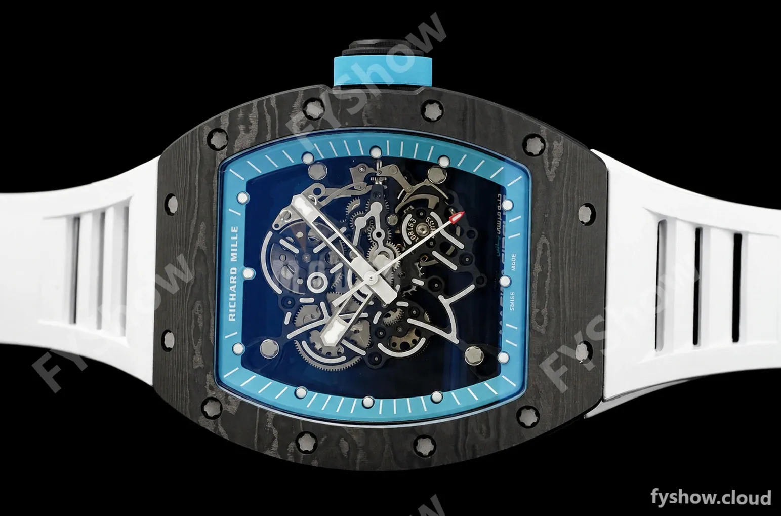 Richard Mille - RM055 Yas Marina Circuit White NTPT/RU Blue Rehaut Skeleton KVF RMUL2 - Image 5