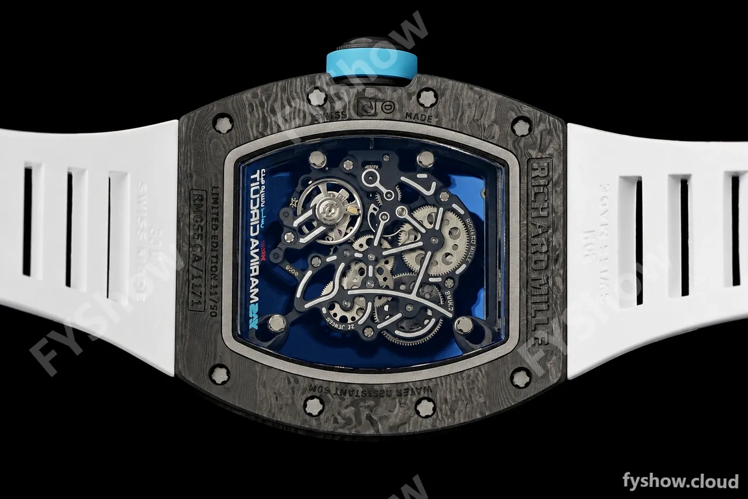 Richard Mille - RM055 Yas Marina Circuit White NTPT/RU Blue Rehaut Skeleton KVF RMUL2 - Image 8