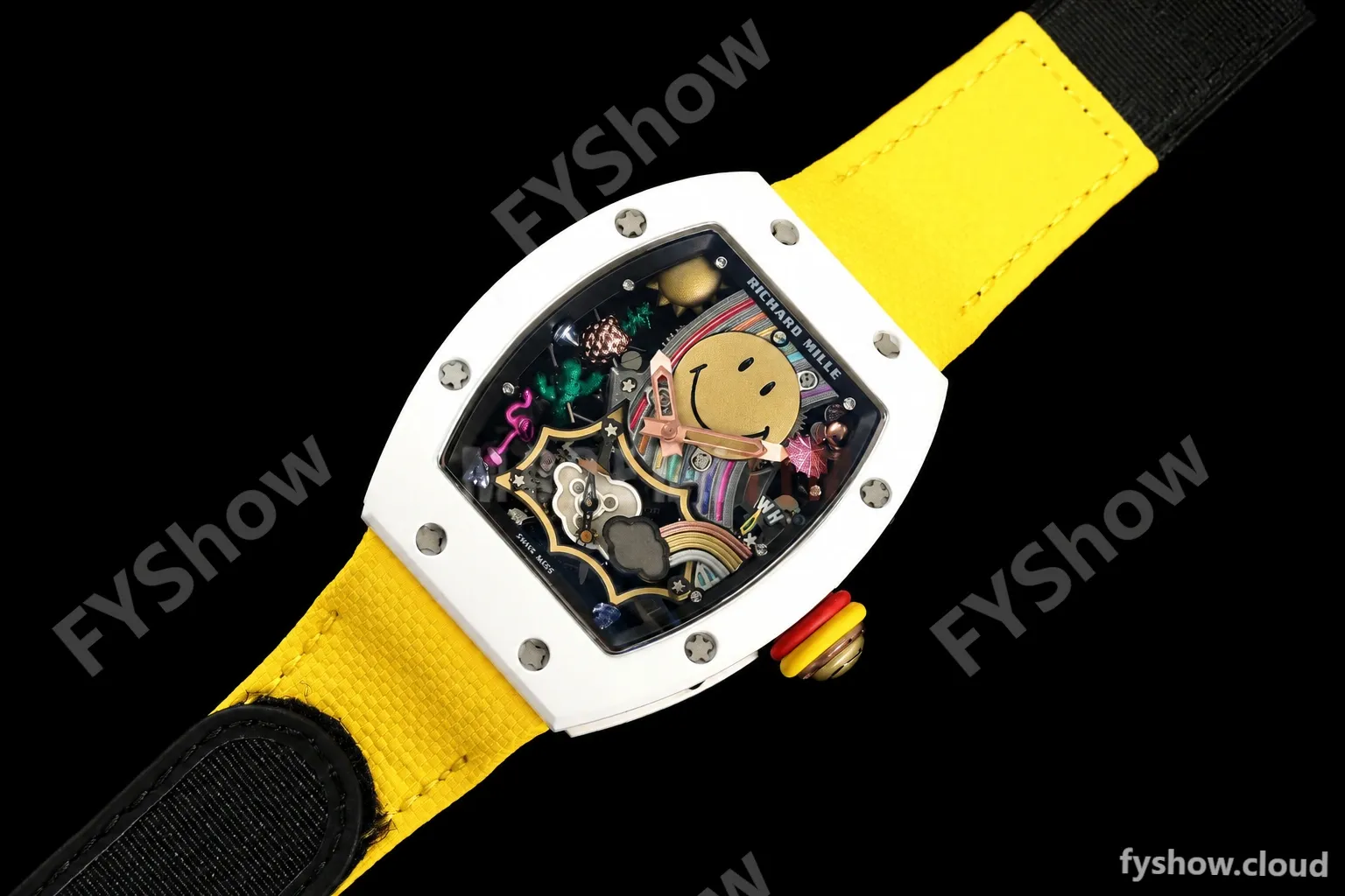 Richard Mille - RM88 Smiley White Ceramic Velcro Yellow Nylon Strap Skeleton Dial RMF Tourbillon - Image 14