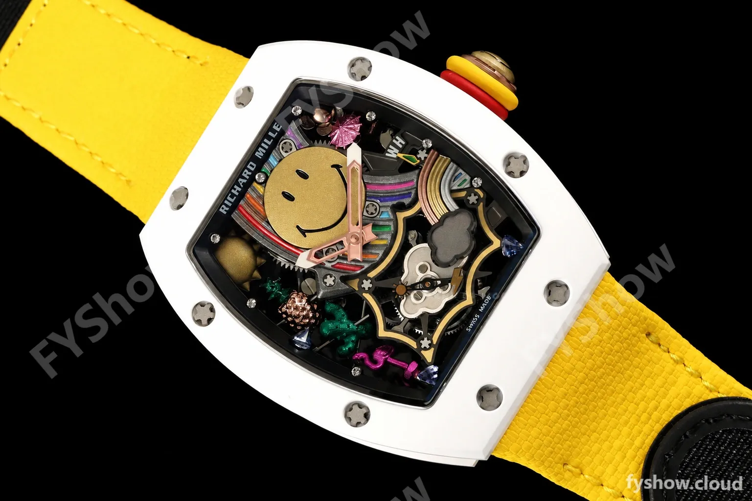 Richard Mille - RM88 Smiley White Ceramic Velcro Yellow Nylon Strap Skeleton Dial RMF Tourbillon - Image 15