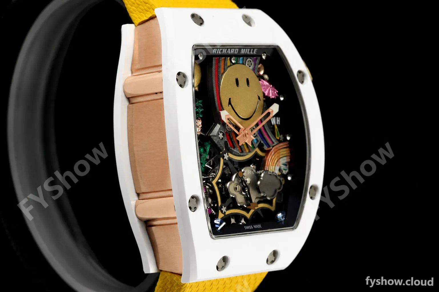 Richard Mille - RM88 Smiley White Ceramic Velcro Yellow Nylon Strap Skeleton Dial RMF Tourbillon - Image 2