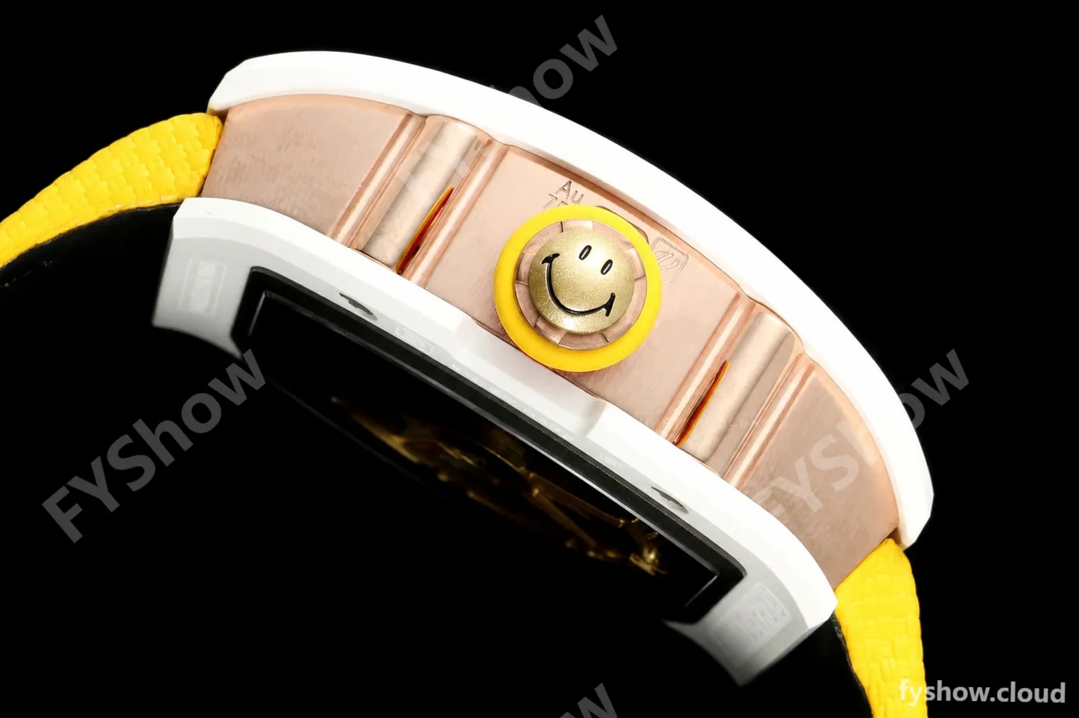 Richard Mille - RM88 Smiley White Ceramic Velcro Yellow Nylon Strap Skeleton Dial RMF Tourbillon - Image 4