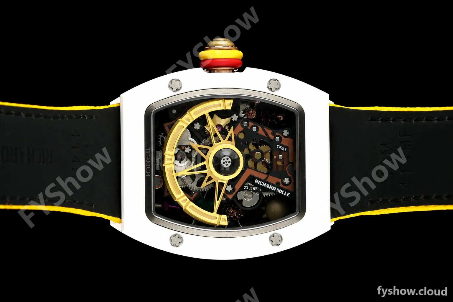 Richard Mille - RM88 Smiley White Ceramic Velcro Yellow Nylon Strap Skeleton Dial RMF Tourbillon - Image 6