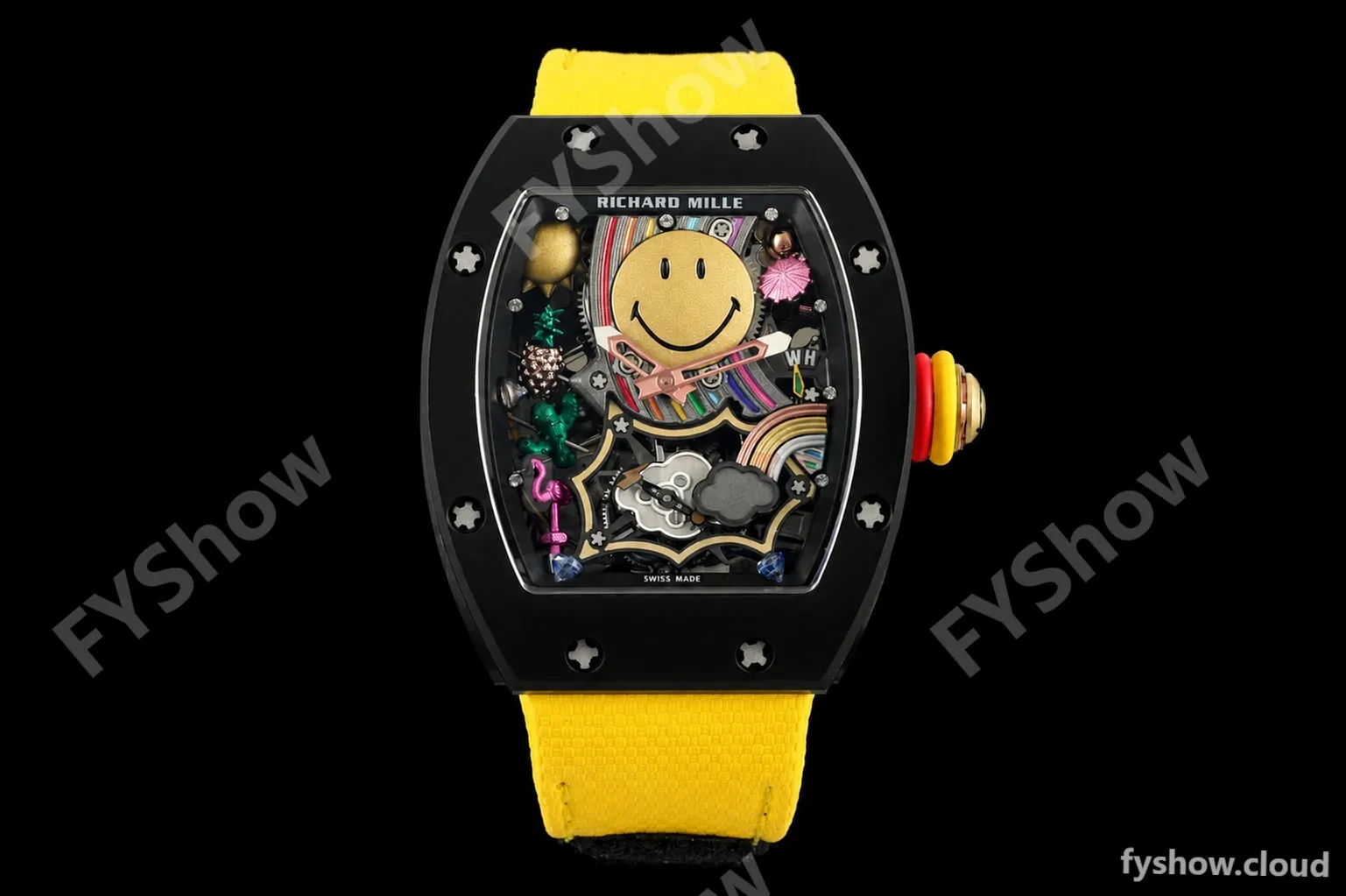 Richard Mille - RM88 Smiley Black Ceramic Velcro Yellow Nylon Strap Skeleton Dial RMF Tourbillon