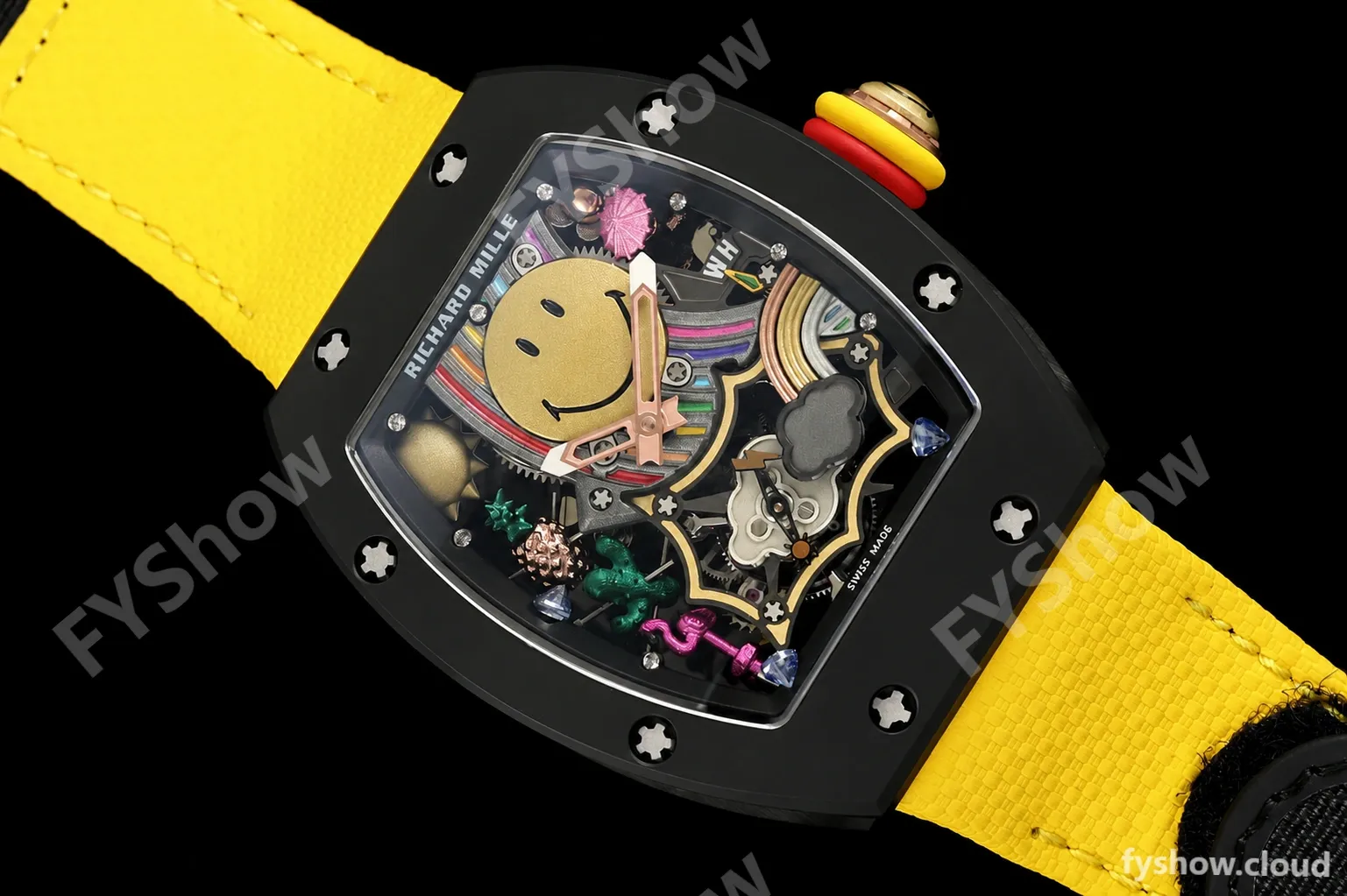 Richard Mille - RM88 Smiley Black Ceramic Velcro Yellow Nylon Strap Skeleton Dial RMF Tourbillon - Image 15