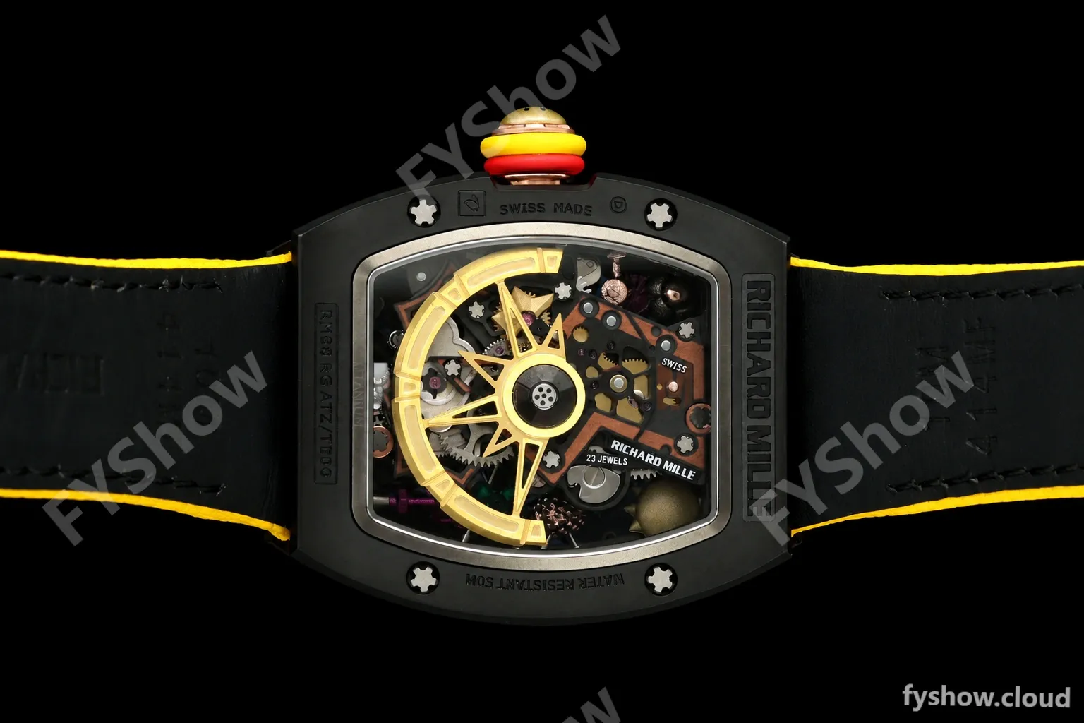 Richard Mille - RM88 Smiley Black Ceramic Velcro Yellow Nylon Strap Skeleton Dial RMF Tourbillon - Image 6