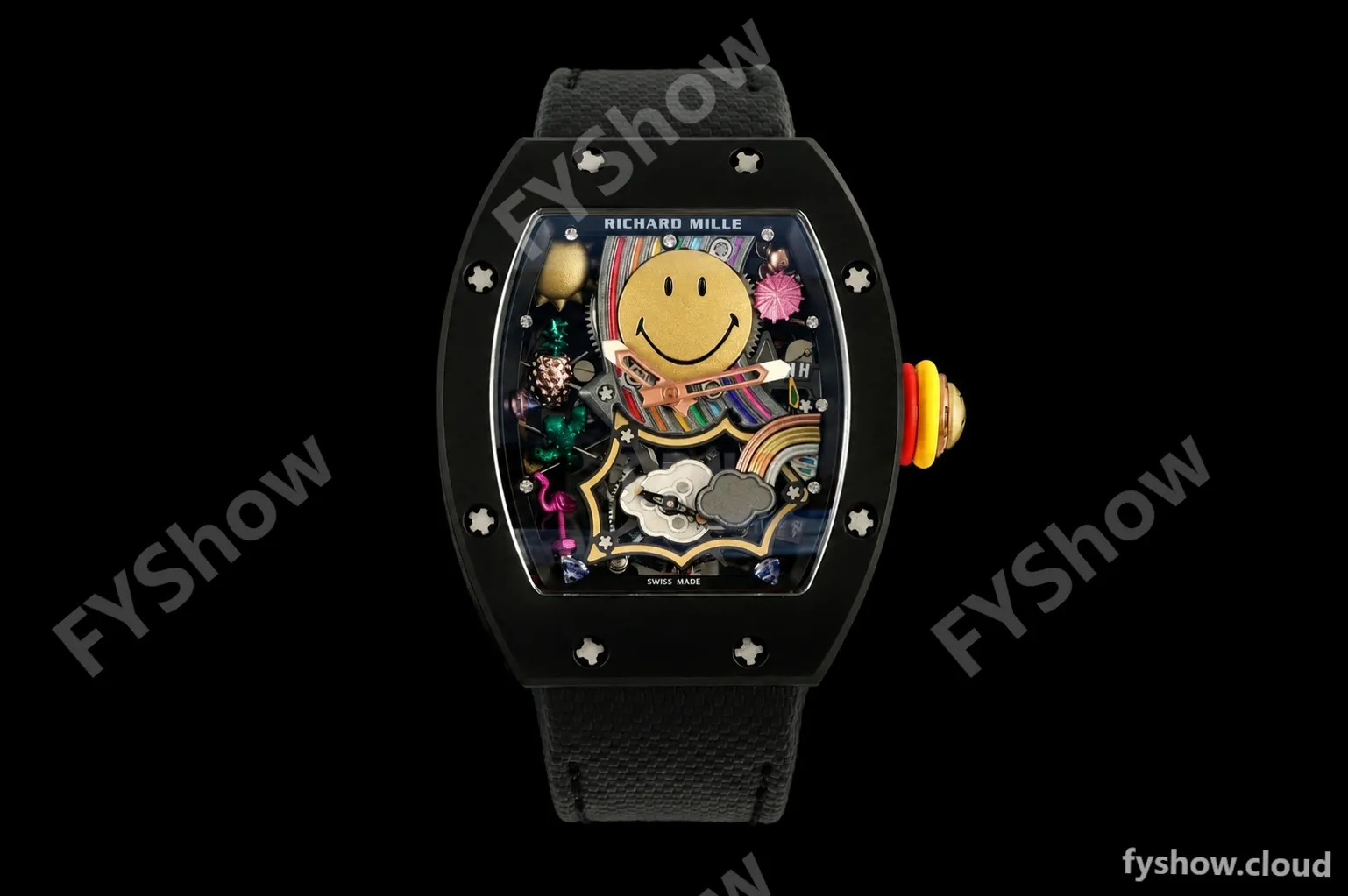 Richard Mille - RM88 Smiley Black Ceramic Velcro Black Nylon Strap Skeleton Dial RMF Tourbillon
