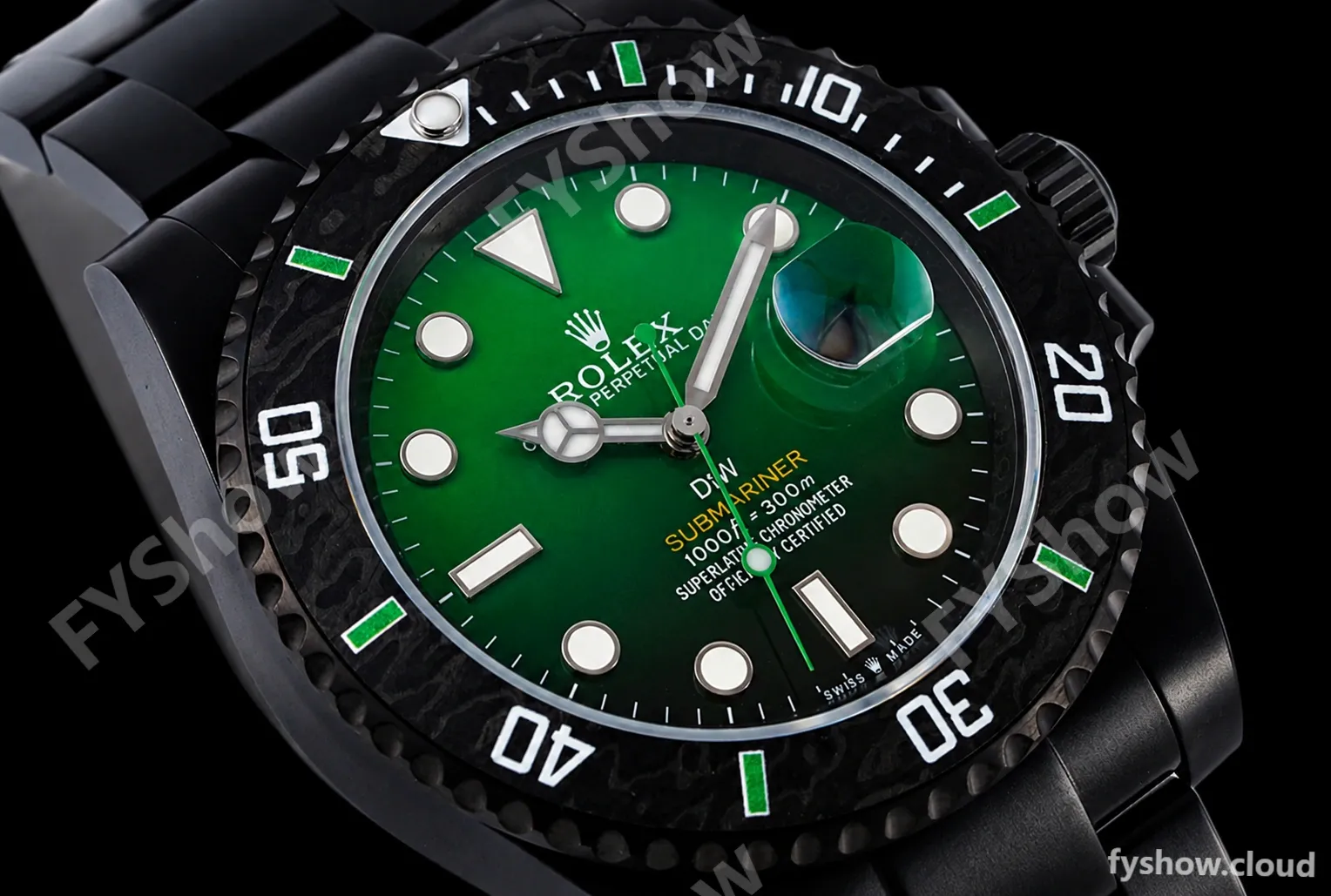 Rolex - Submariner Parakeet 40mm 904L DLC/DLC Green/Black DIWF A3135 - Image 12