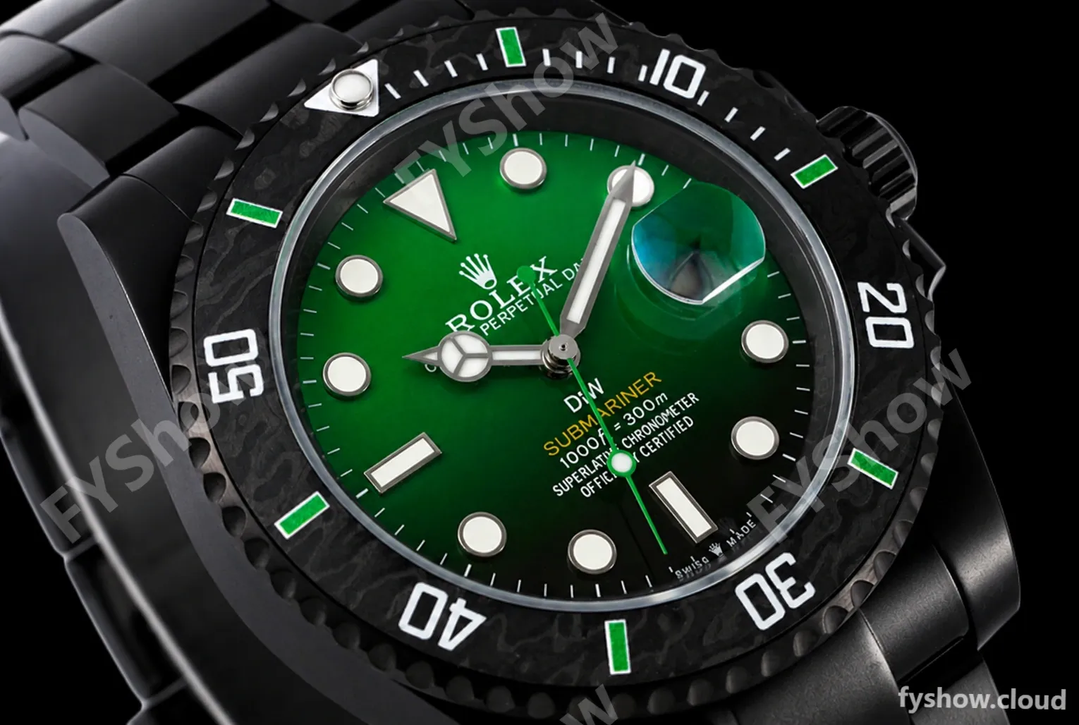 Rolex - Submariner Parakeet 40mm 904L DLC/DLC Green/Black DIWF A3135 - Image 11