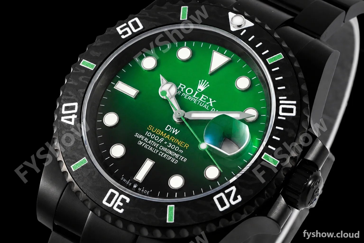 Rolex - Submariner Parakeet 40mm 904L DLC/DLC Green/Black DIWF A3135 - Image 14