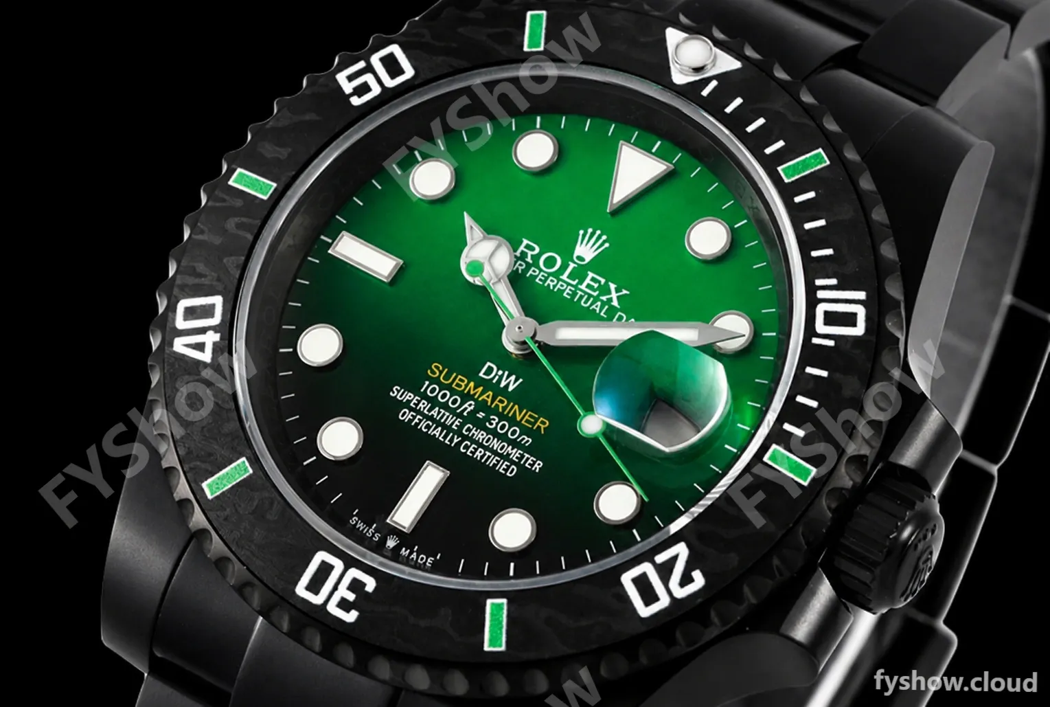 Rolex - Submariner Parakeet 40mm 904L DLC/DLC Green/Black DIWF A3135 - Image 13