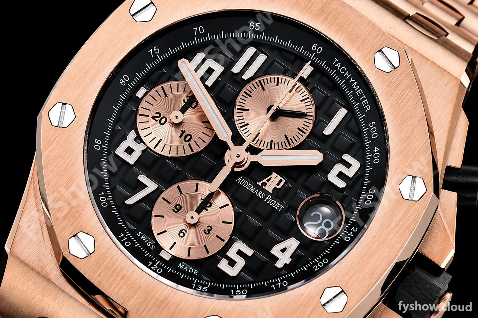 Audemars Piguet - AP ROO Chronograph RG/RG Black/Num APF A3126 Mod - Image 5
