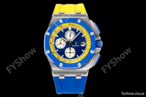 Audemars Piguet - AP ROO Chronograph 44mm CER/SS/RU Blue/Yelw JJF A3126 Mod