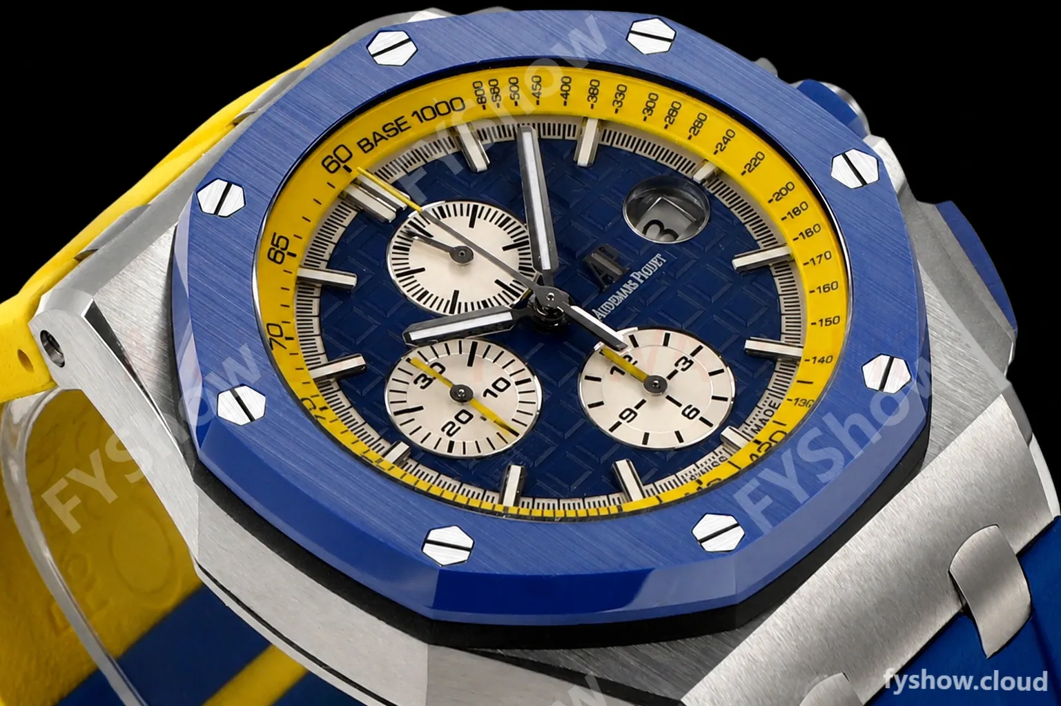 Audemars Piguet - AP ROO Chronograph 44mm CER/SS/RU Blue/Yelw JJF A3126 Mod - Image 4