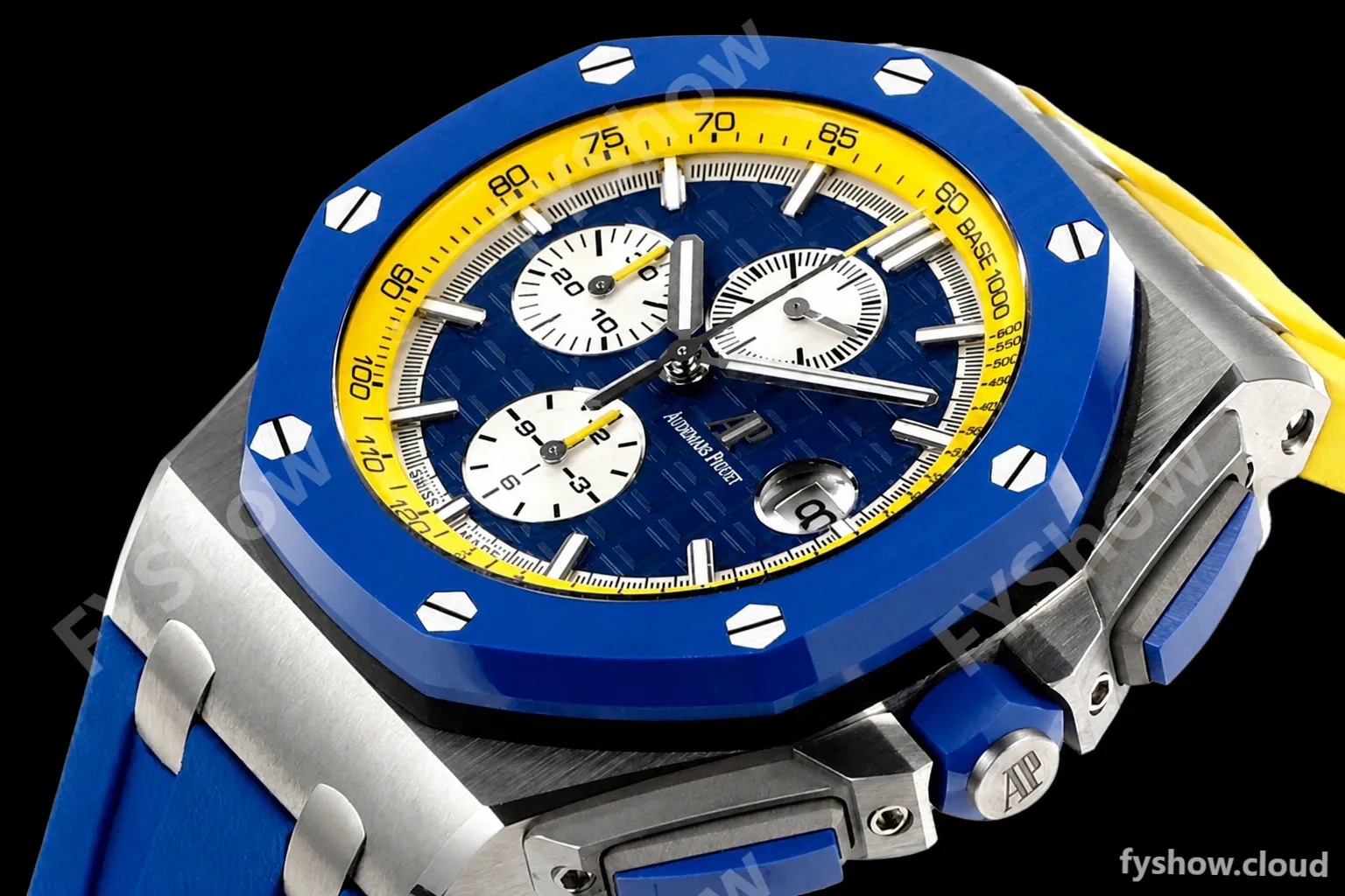 Audemars Piguet - AP ROO Chronograph 44mm CER/SS/RU Blue/Yelw JJF A3126 Mod - Image 7