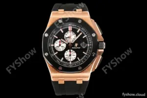 Audemars Piguet - AP ROO Chronograph 44mm RG/CER/RU Blk/Wht JJF A3126 Mod