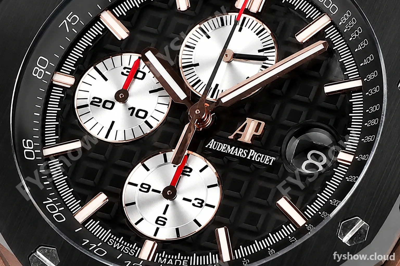 Audemars Piguet - AP ROO Chronograph 44mm RG/CER/RU Blk/Wht JJF A3126 Mod - Image 2