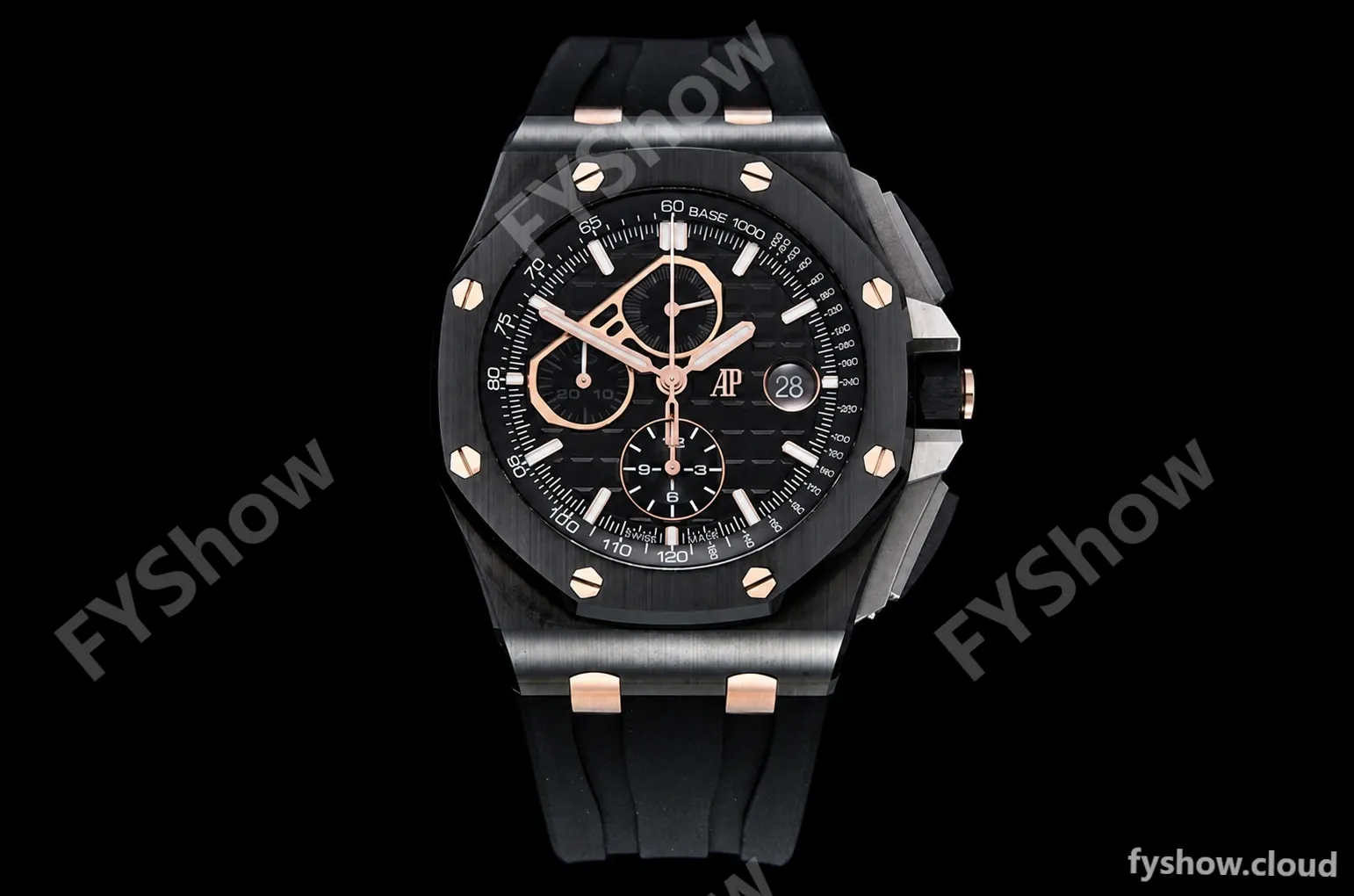 Audemars Piguet - AP ROO Chronograph CER/RU Black/Stk/RG APF A3126 Mod