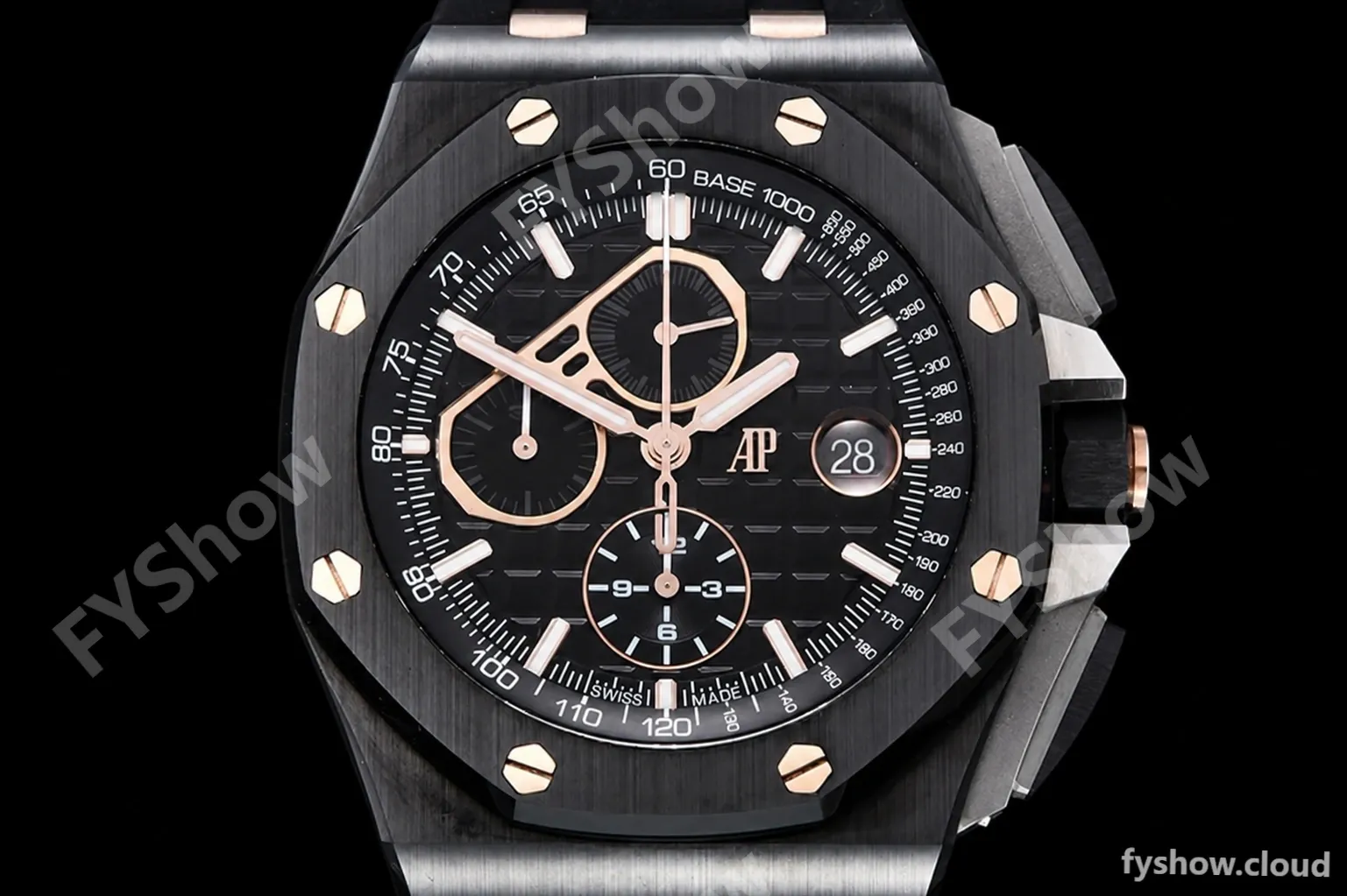 Audemars Piguet - AP ROO Chronograph CER/RU Black/Stk/RG APF A3126 Mod - Image 2