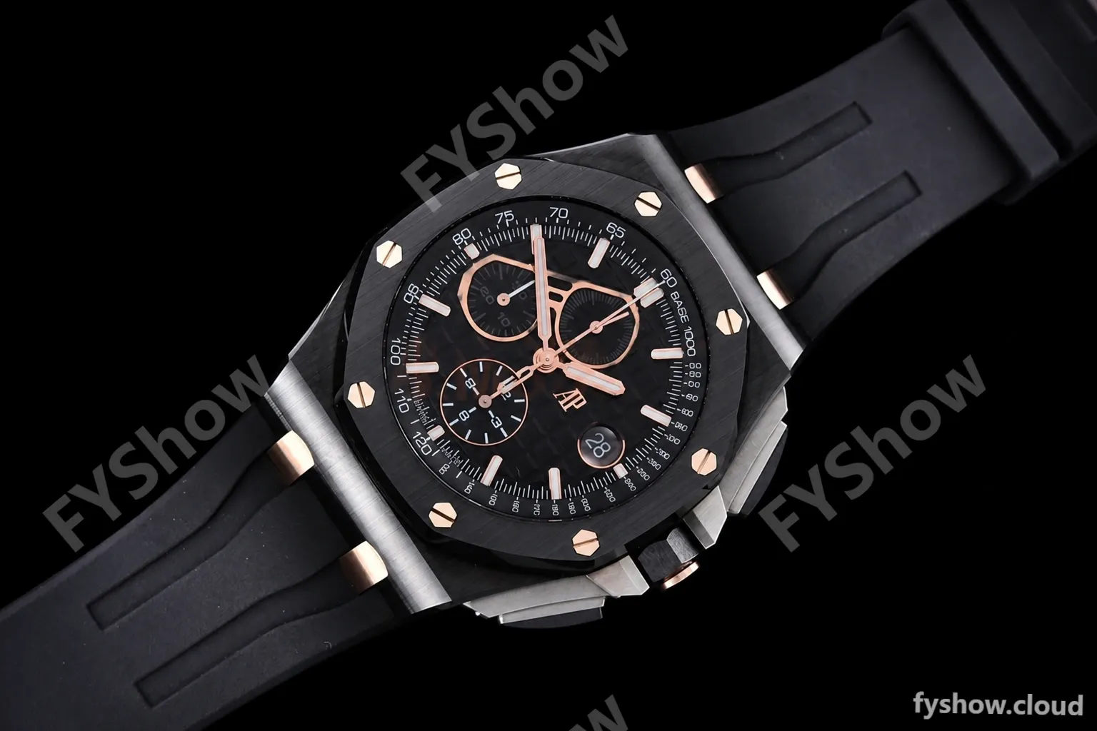 Audemars Piguet - AP ROO Chronograph CER/RU Black/Stk/RG APF A3126 Mod - Image 3