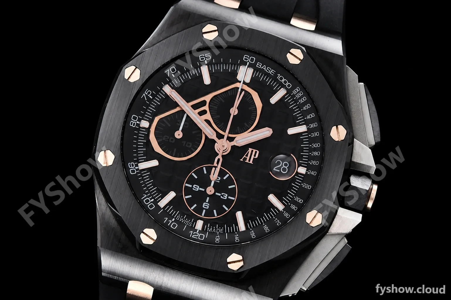 Audemars Piguet - AP ROO Chronograph CER/RU Black/Stk/RG APF A3126 Mod - Image 4