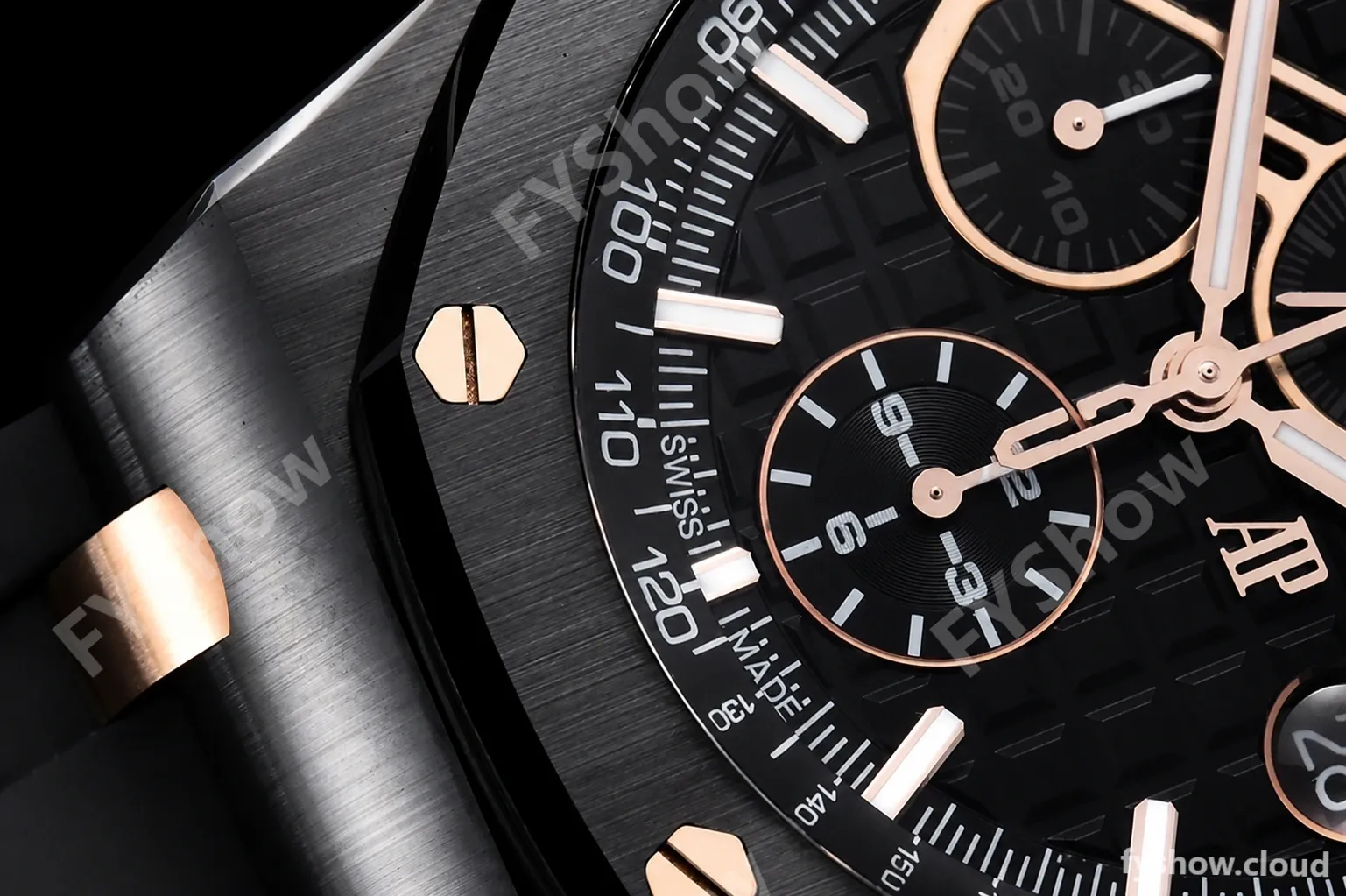 Audemars Piguet - AP ROO Chronograph CER/RU Black/Stk/RG APF A3126 Mod - Image 7