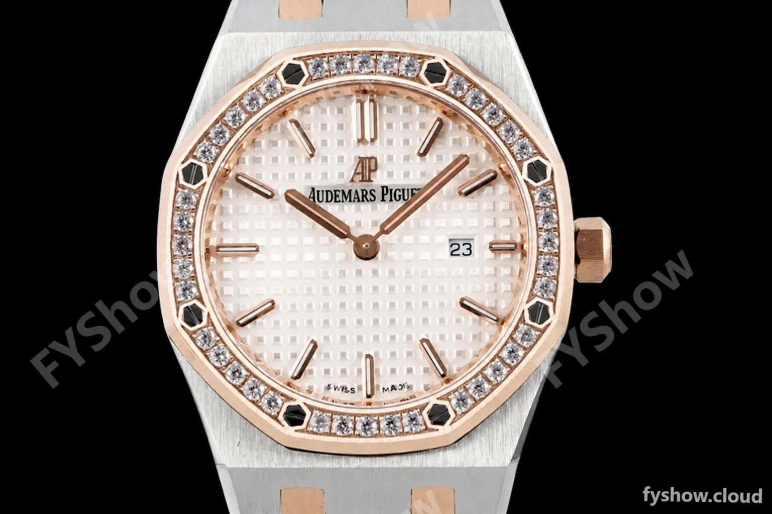 Audemars Piguet - Royal Oak Ladies 67651SR 33mm Dia RG/SS Wht/Stk ZF Swiss Qtz - Image 3