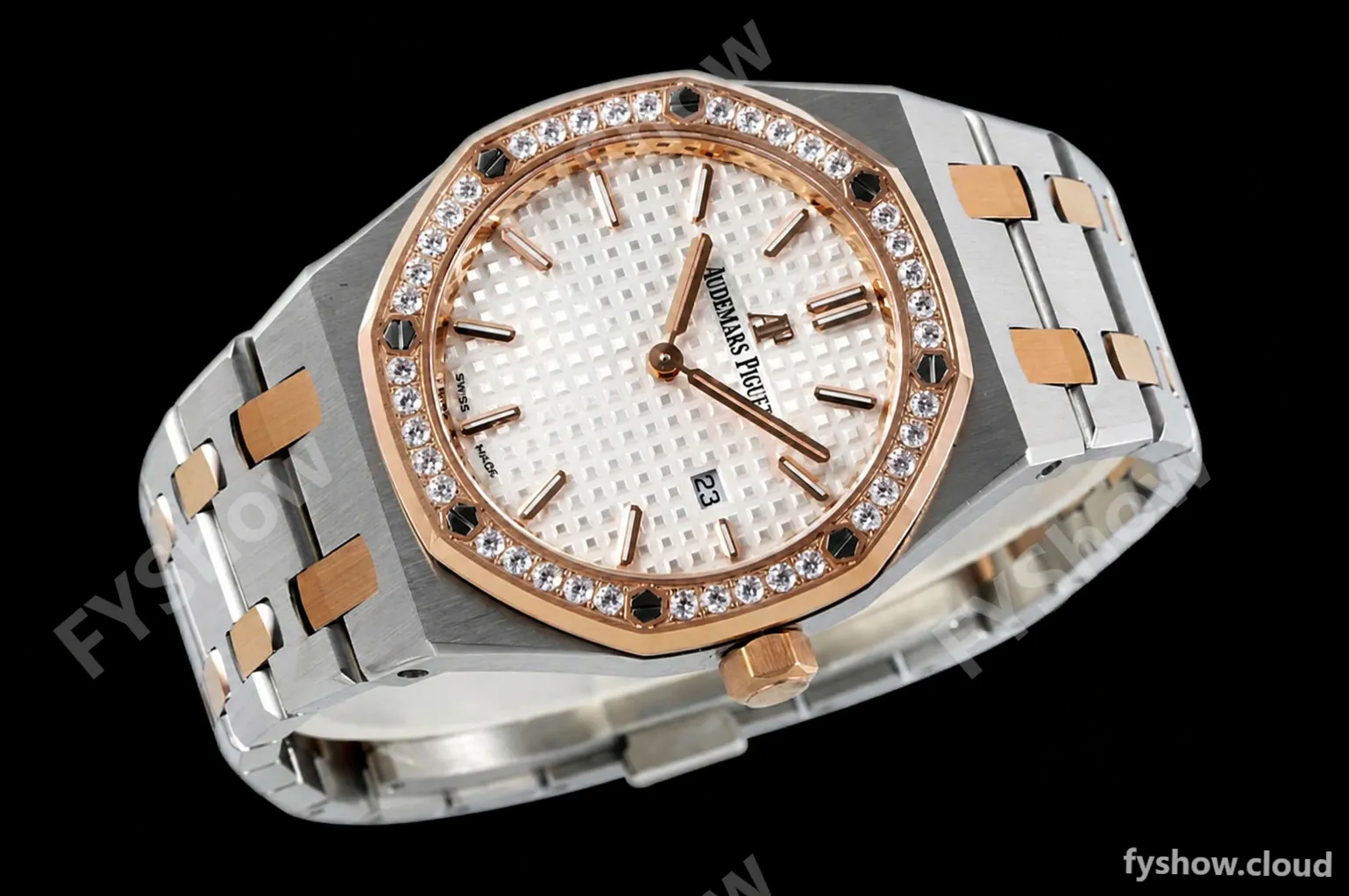 Audemars Piguet - Royal Oak Ladies 67651SR 33mm Dia RG/SS Wht/Stk ZF Swiss Qtz - Image 4