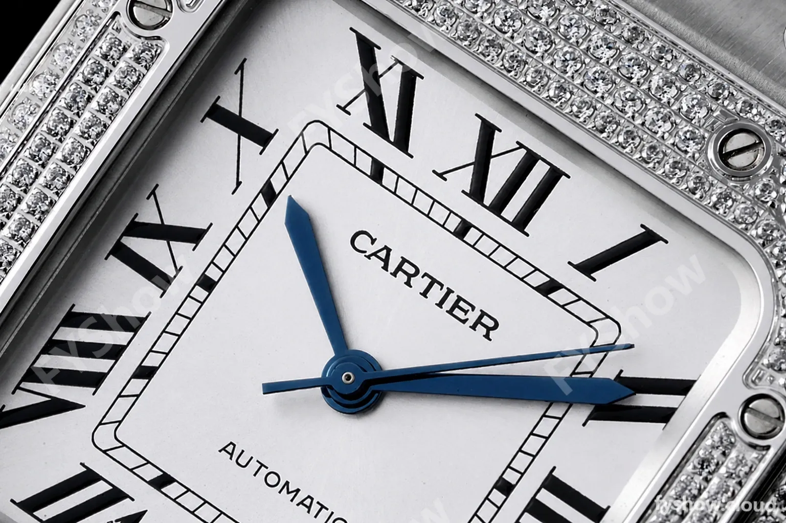 Cartier - Santos De Cartier 35mm Automatic Full Diams SS/SS White BVF MY9039 - Image 4