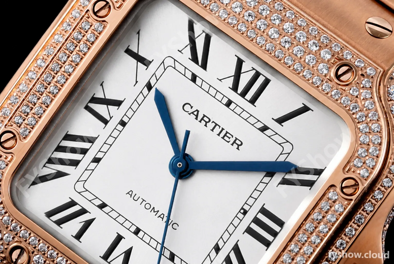 Cartier - Santos De Cartier 35mm Automatic Full Diams RG/RG White BVF MY9039 - Image 4