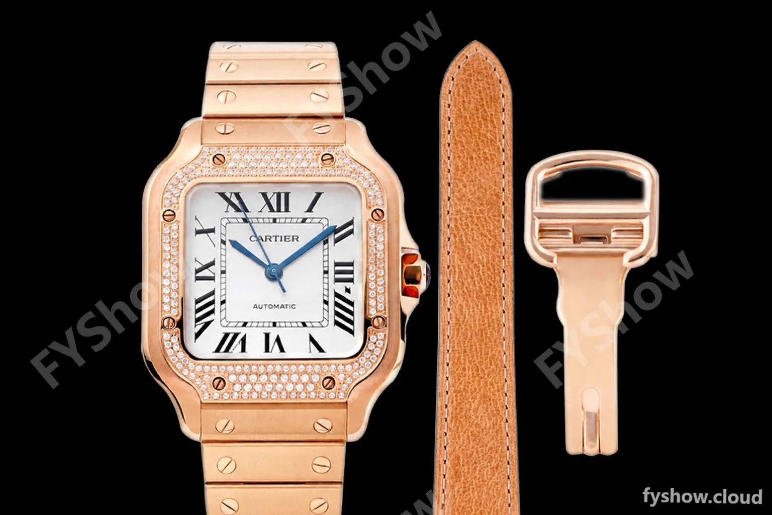 Cartier - Santos De Cartier 35mm Automatic Diams RG/RG White BVF MY9039 - Image 2