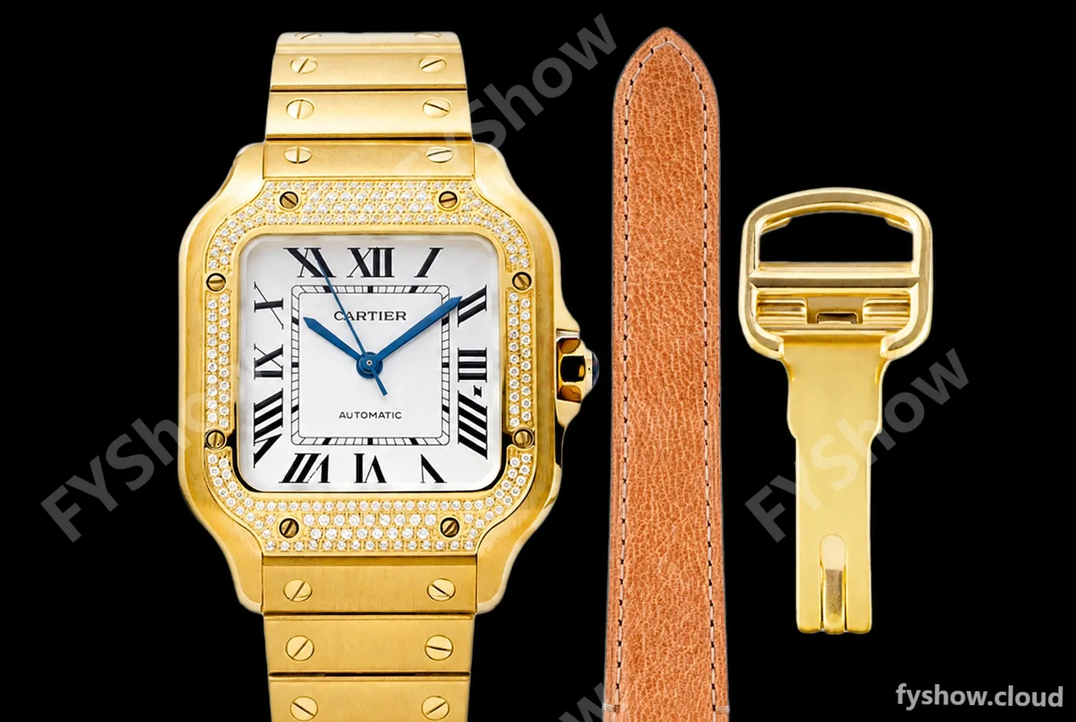 Cartier - Santos De Cartier 35mm Automatic Diams YG/YG White BVF MY9039