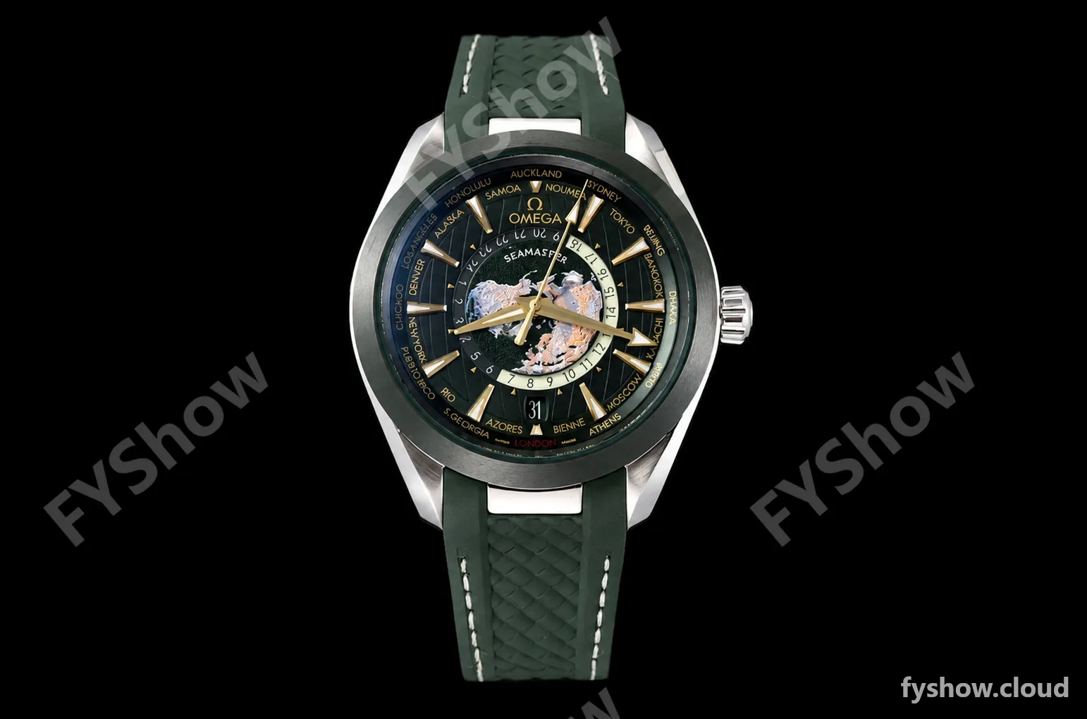 Omega - Seamaster Aqua Terra 150m 43mm Worldtimer SS/RU Green VSF A8938