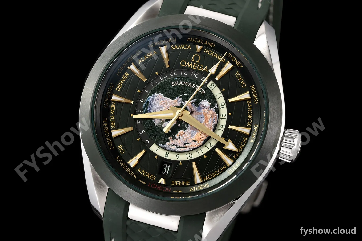 Omega - Seamaster Aqua Terra 150m 43mm Worldtimer SS/RU Green VSF A8938 - Image 3