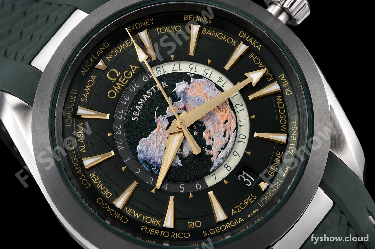 Omega - Seamaster Aqua Terra 150m 43mm Worldtimer SS/RU Green VSF A8938 - Image 7