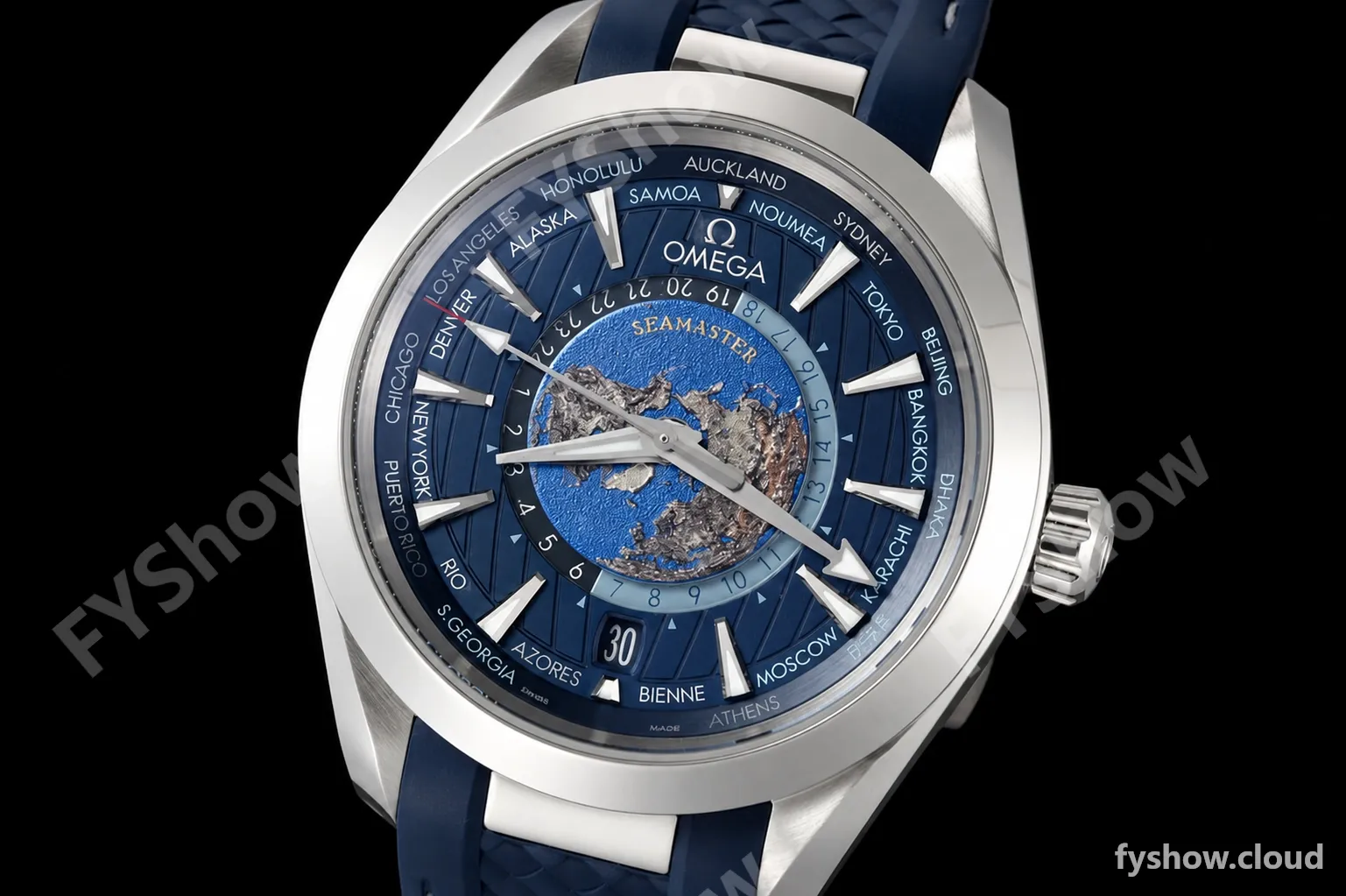 Omega - Seamaster Aqua Terra 150m 43mm Worldtimer SS/RU Blue VSF A8938 - Image 3