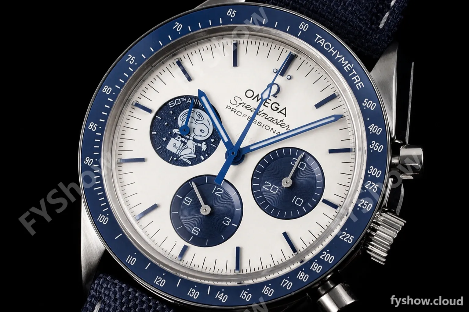 Omega - Speedmaster "Silver Snoopy Award" 50th Anniversary 42mm SS/NY Wht/Blue GSF Cal.3861 - Image 2