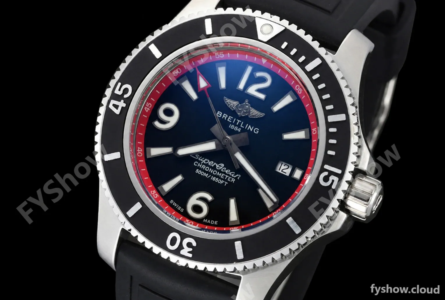 Breitling - Superocean 44mm SS/RU Black/Red BLSF A2824 - Image 2
