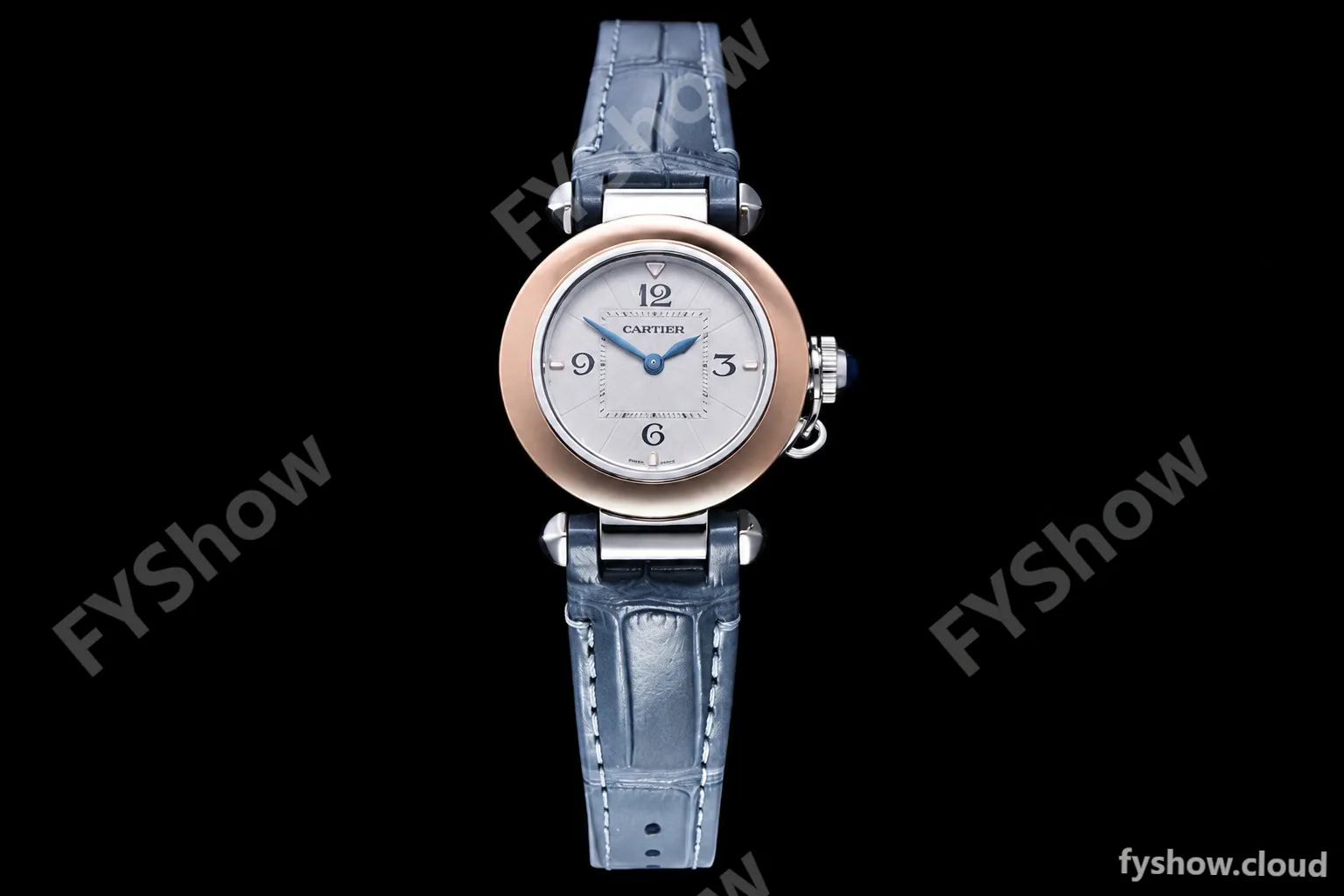 Cartier - Pasha Ladies Blue RG/SS/LE White/Num AF Qtz