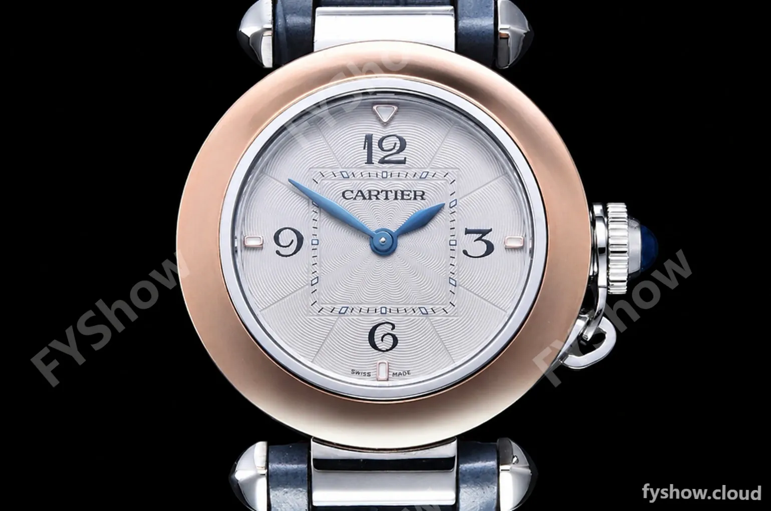 Cartier - Pasha Ladies Blue RG/SS/LE White/Num AF Qtz - Image 2