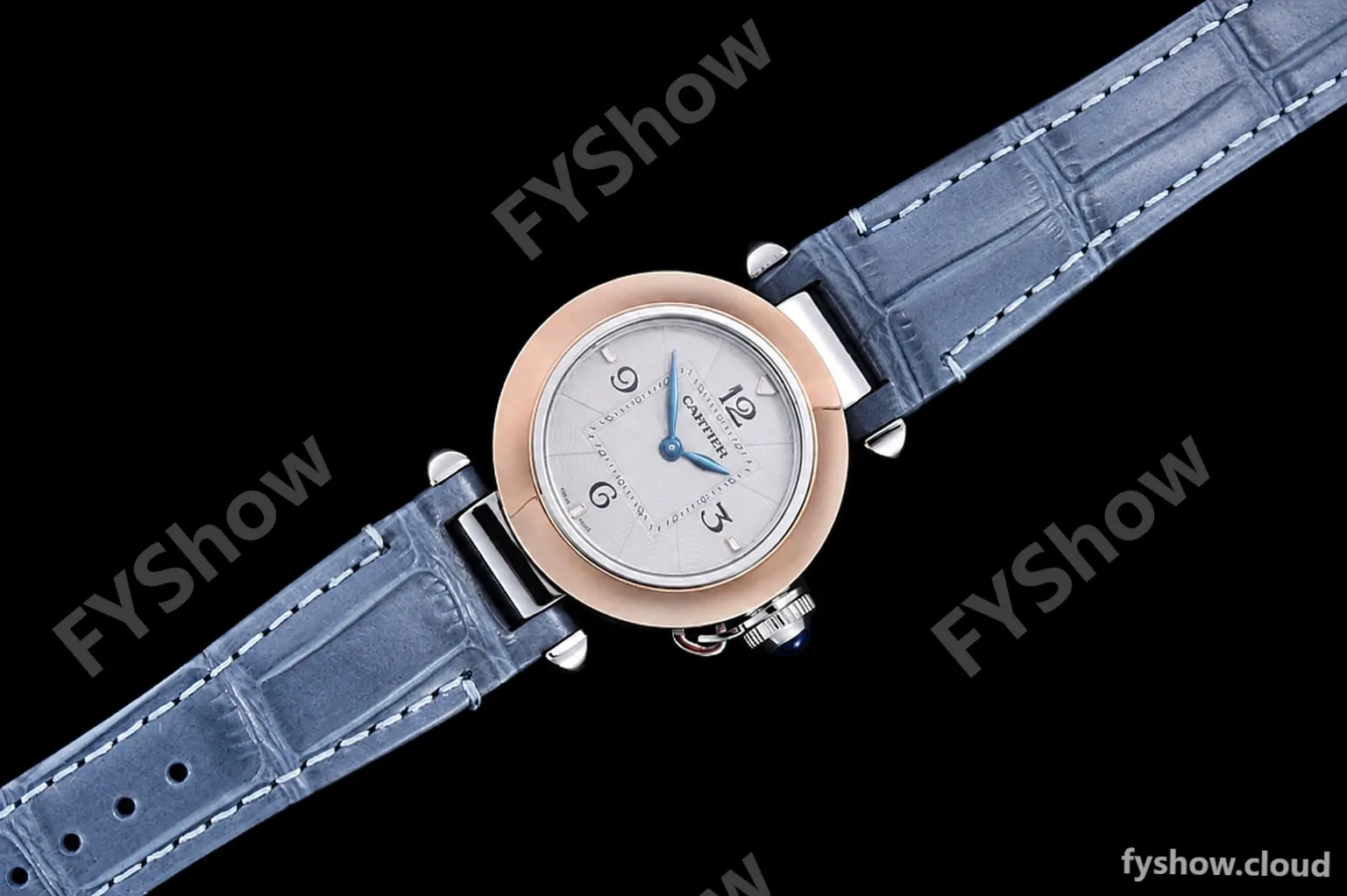 Cartier - Pasha Ladies Blue RG/SS/LE White/Num AF Qtz - Image 3